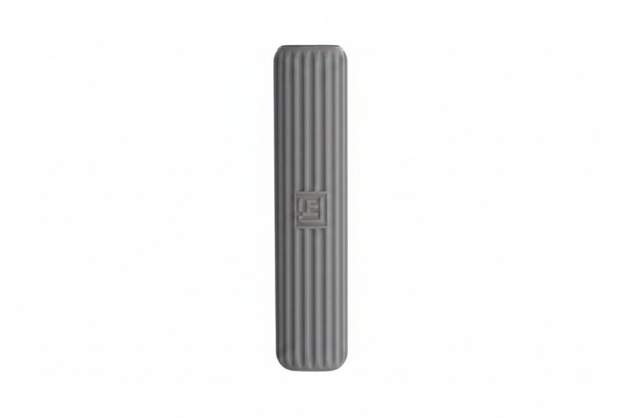 A single gray ribbed cylindrical product shown vertically on a plain white background, with the text '5pcs' printed to the right.